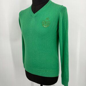 Pikeur Eskadron Equestrian V-neck Cotton Sweater Green with Embroidered‎ Crest M